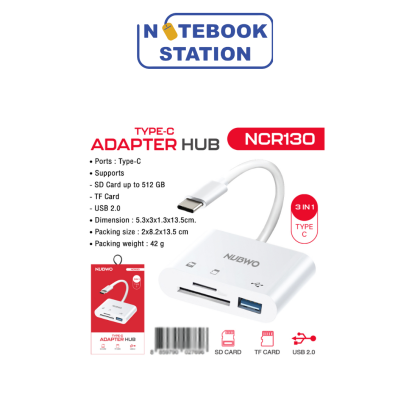 NUBWO NCR130 3 IN 1 TYPE-C USB HUB รองรับ SD Card/TF Card/USB รับความจุได้ถึง 512GB ราคา 59.-