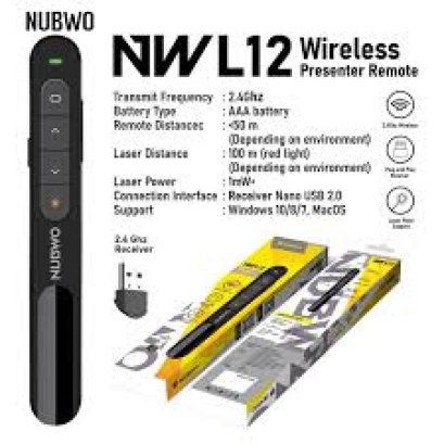 PRESENTER REMOTE (รีโมทควบคุมคำสั่งไร้สาย) NUBWO WIRELESS POINTER (NWL012) รีโมทพ้อยเตอร์ ควบคุมคำสั่งไร้สาย 2.4Ghz ราคา 210.-