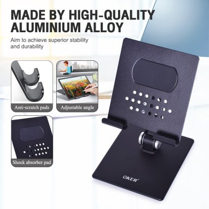 OKER TYPE ip-145 IPAD STAND Material Aluminum Alloy อลูมิเนียม แท่นวาง มือถือ ไอแพด ราคา 249.-