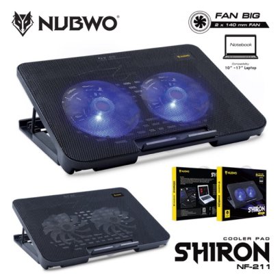 NUBWO COOLING PAD SHIRON NF211 อุปกรณ์ระบายความร้อนโน้ตบุ๊ค รองรับโน๊ตบุ๊ค ขนาด 10-17 นิ้ว ราคา 250.-