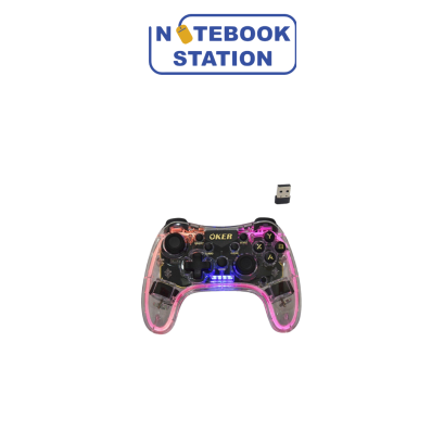 จอยคอนโทรลเลอร์ไร้สาย Oker W-309 Wireless Gaming Controller ตัวจอยโปร่งใสโชว์ไฟ RGB ขายเพียง 590.-