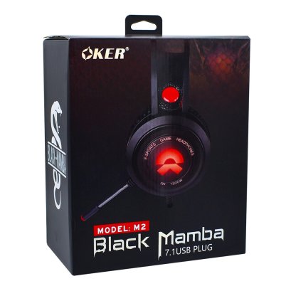 หูฟัง 7.1 E-SPORT GAME HEADPHONE OKER M2 BLACK MAMBA หูฟังเกมมิ่ง หูฟังมีไฟ ไมค์มีไฟ USB plug สายยาว 2.4 เมตร ขายเพียง 490.-