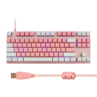 คีย์บอร์ดเกมมิ่ง OKER WINTER PINK RGB BACKLIT K83B ขายเพียง 790.-