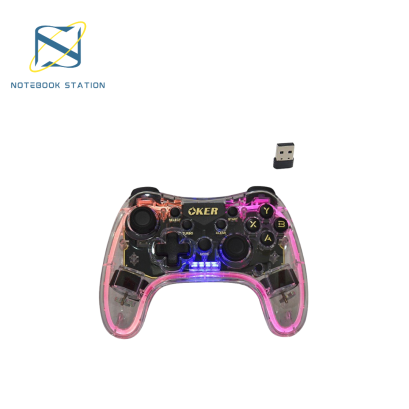 จอยคอนโทรลเลอร์ไร้สาย Oker W-309 Wireless Gaming Controller ตัวจอยโปร่งใสโชว์ไฟ RGB ขายเพียง 590.-