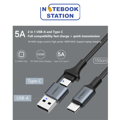 สายชาร์จเร็ว  Eloop S8 2-in-1 USB-A &amp; Type C Super Fast Charge QC 4.0 / PD 100W ราคา 190.-