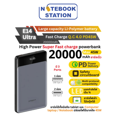 Eloop Powerbank E14 Ultra (10,000 mAh) Fast Charge QC4.0 PD 45W ราคา 1,290.-