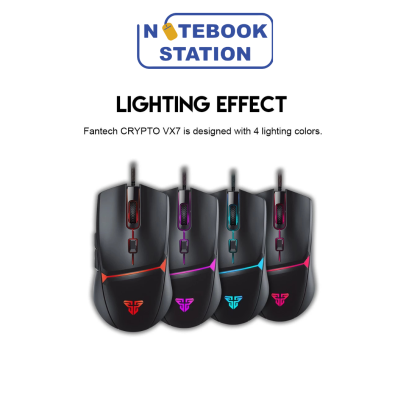 เมาส์ Fantech VX7 Crypto Macro RGB Gaming Mouse Black ราคา 390.-