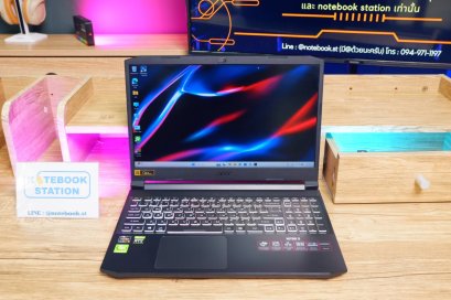 Acer Nitro 5 Ryzen7-5800H RTX-3060(6GB) Ram16 SSD512 จอ15.6 FHD 144Hz เกมมิ่งสเปคสูง ดีไซน์สวย คีย์บอร์ดไฟRGB4โซน เครื่องพร้อมใช้งาน ขายเพียง 18,500.-0.-