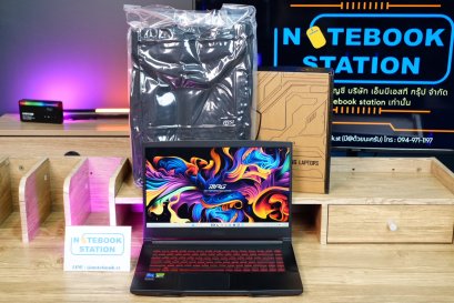 MSI Thin GF63 i7-12650H RTX3050(4GB) Ram16 SSD512 จอ15.6 FHD 144Hz เกมมิ่งสเปคสูง คีย์บอร์ดไฟสีแดง เครื่องสวย น้ำหนักเบาไม่ถึง2kg ขายเพียง 19,990.- อุปกรณ์แท้ครบกล่องพร้อมกระเป๋าเป้
