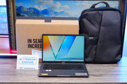 Asus Vivobook S14 IntelCoreUltra5-225H Ram16 SSD512GB จอ14 FHD+ สเปคสูงจอสวย ทำงานเก่ง มีAIBoost มีคีย์บอร์ดไฟ บางเบาเหมาะแก่การพกพา ขายเพียง 24,990.- อุปกรณ์แท้ครบกล่องมีประกันศูนย์ยาว2029