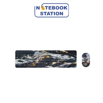 เมาส์และคีย์บอร์ดไร้สาย NUBWO คีย์บอร์ดเมาส์ รุ่น NKM643 (GOLDEN PRINCESS) ราคา 470.-