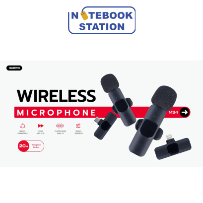 ไมโครโฟน Wireless รุ่น M34 ไมค์ไร้สาย รองรับ TYPE-C / LIGHTNING ราคา 149.-
