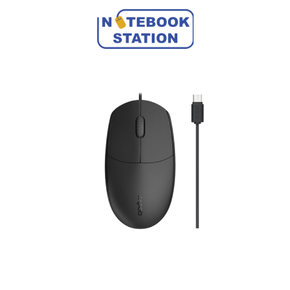 RAPOO N100C BLACK เมาส์แบบมีสาย Type-C ใช้ได้ทั้งมือซ้ายและขวา สบายมือเวลาใช้งาน สาย 1.5 m. ราคา 130.-