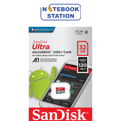 MICRO SD CARD (ไมโครเอสดีการ์ด) SANDISK ULTRA CLASS 10 A1 32 GB (SDSQUA4-032G-GN6MN) ราคา 180.-