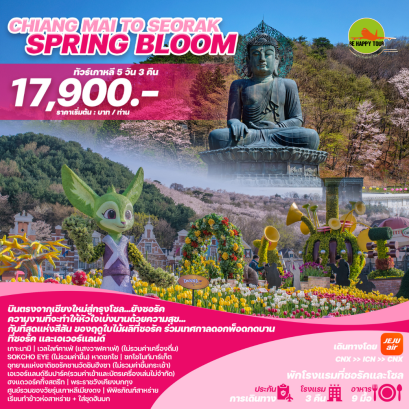 ทัวร์เกาหลีบินตรงเชียงใหม่ - โซล CHIANG MAI TO SEORAK SPRING BLOOM 5วัน 3คืน โดยสายการบิน JEJU AIR (7C) (MAR-MAY25)
