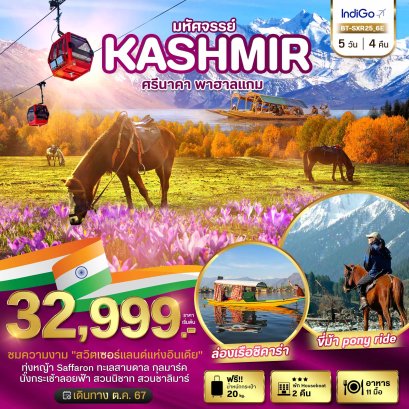 ทัวร์อินเดีย : มหัศจรรย์...KASHMIR ศรีนาคา พาฮาแกม 5 วัน 4 คืน