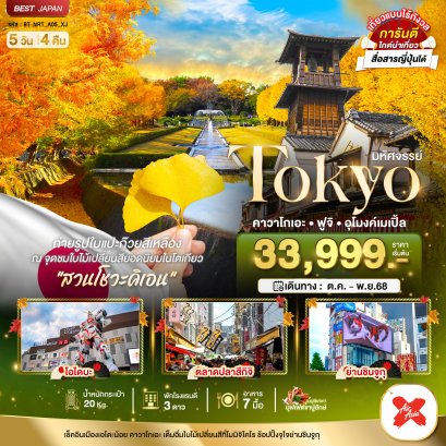 มหัศจรรย์...TOKYO คาวาโกเอะ ฟูจิ อุโมงค์เมเปิ้ล 5 วัน 4 คืน