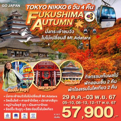 ทัวร์ญี่ปุ่น :TOKYO NIKKO FUKUSHIMA AUTUMN 6 วัน 4 คืน