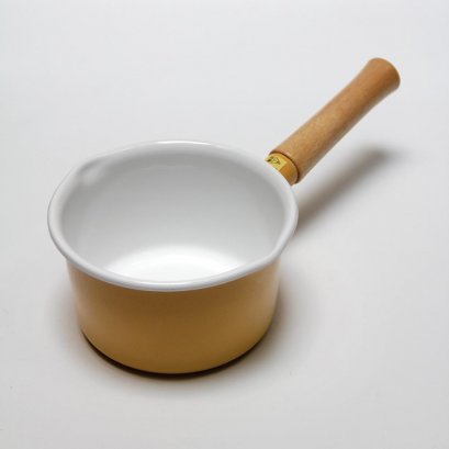 Enamel Cooking Pan w/Wood Handle