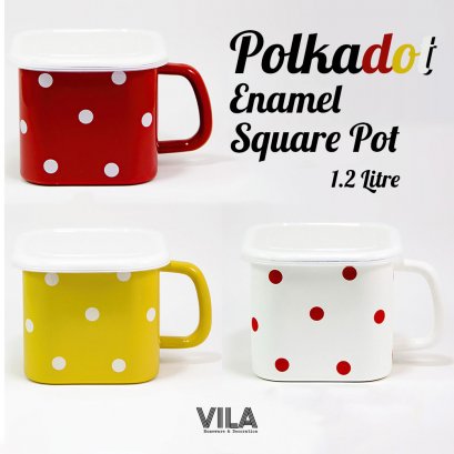 กล่องเก็บอาหารอีนาเมล Enamel Food Storage-Polka Dots Series