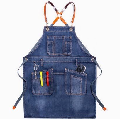 BARBER Denim Apron (PU Leather Neck Strap)