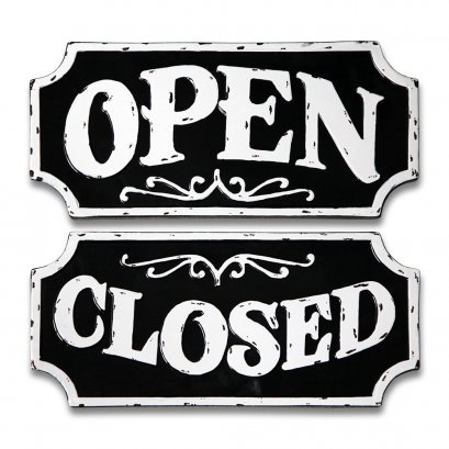 ป้ายเหล็ก Set of 2 &quot;OPEN&quot; + &quot;CLOSED&quot; Metal Sign