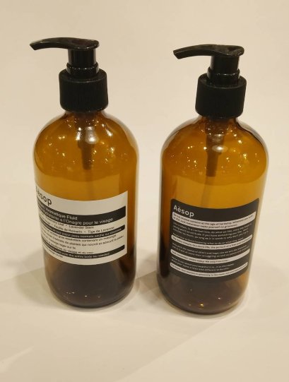 ขวดแก้วสีน้ำตาลทรงกลม พร้อมหัวปั๊มกด 500ml