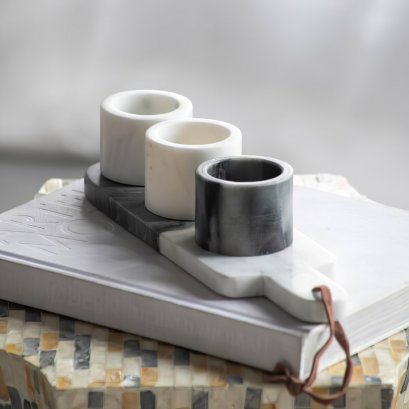 S/4 Marble Condiment Cups&Tray
