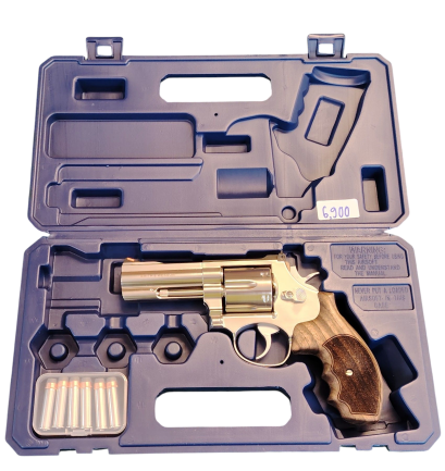 สินค้าฝากขายปืนลูกโม่แก๊สCO2ARESลำกล้อง3.5นิ้วปะกบด้ามจับไม้แท้ชุดพร้อมเล่นพร้อมส่ง