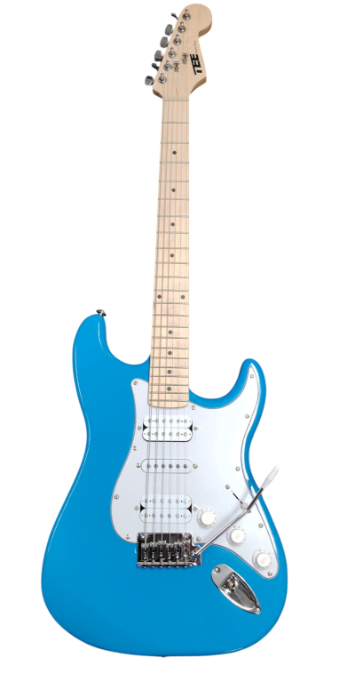 กีตาร์ไฟฟ้าแบรนด์TEEทรงstratสีฟ้าสวยโปรพร้อมของแถมพร้อมค่าส่งฟรี
