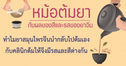 ทำไมยาสมุนไพรจีนนำกลับไปต้มเองที่บ้านกับคลินิกต้มให้จึงมีรสและสีต่างกัน