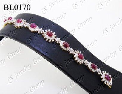 สร้อยมือทับทิมพม่าหลังเบี้ย