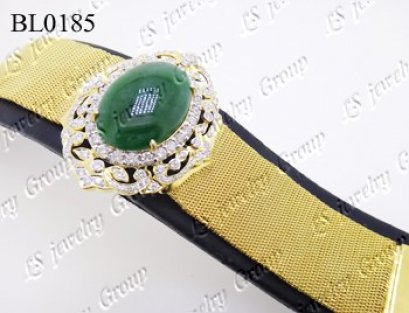 สร้อยมือหยกพม่าธรรมชาติหลังเบี้ย