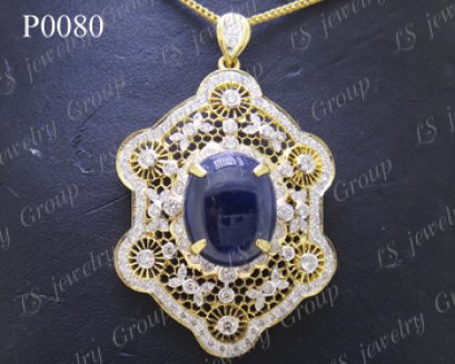 จี้เข็มกลัดไพลินพม่าธรรมชาติ