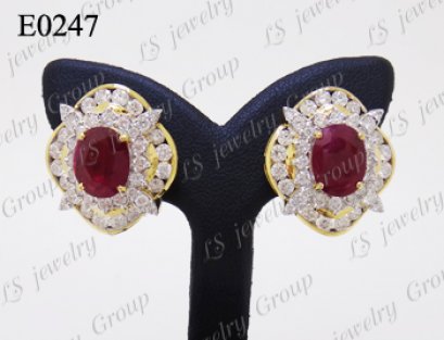 ต่างหูทับทิมพม่าธรรมชาติเจียระไน