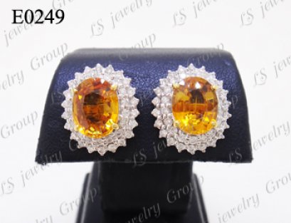 ต่างหูบุษราคัมธรรมชาติเจียระไน