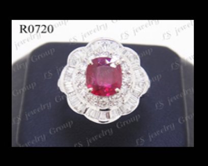 แหวนทับทิมสยามธรรมชาติเจียระไน (Certified Natural Siam Ruby Ring) ล้อมเพชร Heart&Arrow - Russian Cut