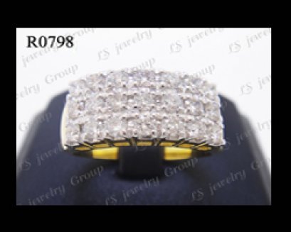 แหวนเพชร 3 แถว (Diamonds Ring) เพชร Heart & Arrow - Russian Cut