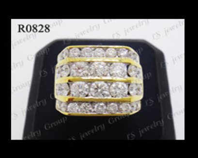 แหวนเพชรชาย 4 แถว (Diamonds Ring) เพชร Heart&Arrow - Russian Cut