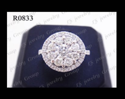 แหวนเพชรกระจุก มีเพชรล้อม (Diamonds Ring) เพชร Heart & Arrow &ndash; Russian Cut
