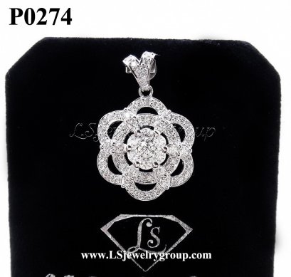 จี้เพชรกระจุก ล้อมเพชร ประดับเพชรข้าง เพชรHeart &amp; Arrow – Russian Cut