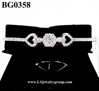 กำไลเพชรแท้ธรรมชาติ 1.20 Ct. น้ำ100-99% เพชรแท้ธรรมชาติ H&amp;A-รัชเชี่ยนคัท 53 เม็ด  ทองคำเปอร์เซ็นต์สูงสุด หนัก 8.900 g.