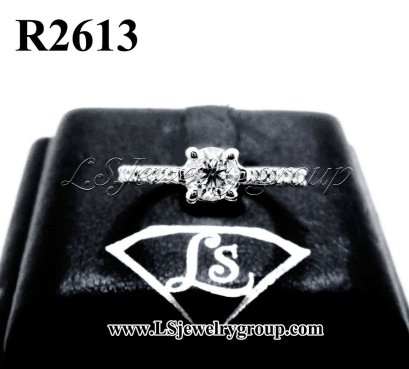 แหวนเพชรแท้ธรรมชาติ (Natural Diamonds) 0.62 Ct. มีใบ Cer E color (น้ำ 99%)/VS