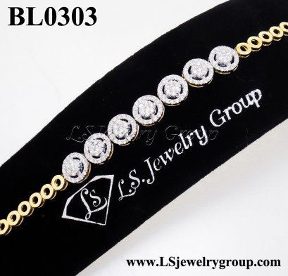 สร้อยมือเพชรแท้ธรรมชาติ 2.20 Ct. น้ำ100-99% เพชรแท้ธรรมชาติ H&amp;A-รัชเชี่ยนคัท 161 เม็ด  ทองคำเปอร์เซ็นต์สูงสุด หนัก 12.300 g.