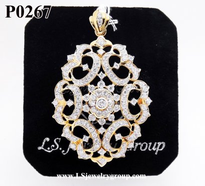 จี้เพชรรูปดอกไม้  เพชรHeart &amp; Arrow – Russian Cut