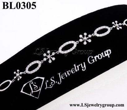 สร้อยข้อมือเพชรแท้ธรรมชาติ 1.20 Ct. น้ำ100-99% เพชรแท้ธรรมชาติ H&amp;A-รัชเชี่ยนคัท 51 เม็ด  White gold เปอร์เซ็นต์สูงสุด หนัก 7.60 g.