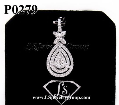 จี้เพชรแท้ธรรมชาติ1.20 Ct. น้ำ100-99% เพชรแท้ธรรมชาติ H&amp;A-รัชเชี่ยนคัท 70 เม็ด  White gold เปอร์เซ็นต์สูงสุด หนัก 3.400 g.