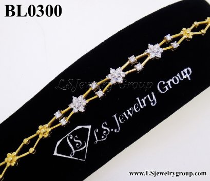 สร้อยข้อมือเพชรแท้ธรรมชาติ 1.50 Ct. น้ำ100-99% เพชรแท้ธรรมชาติ H&amp;A-รัชเชี่ยนคัท 29 เม็ด  ทองคำเปอร์เซ็นต์สูงสุด หนัก 14.400 g.