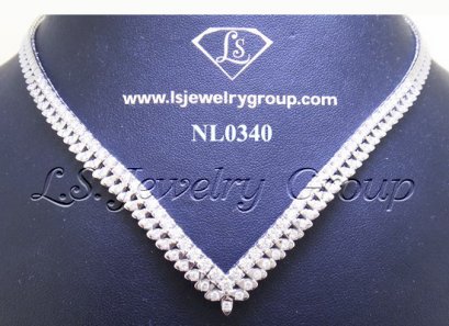 สร้อยคอเพชรแถว 5.10 Ct. เพชร H&amp;A น้ำ 99%