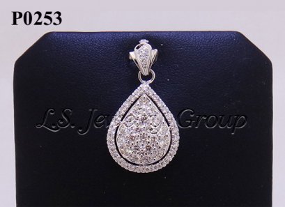 จี้เพชรทรงหยดน้ำล้อมเพชร H&amp;A  2.10 Ct.